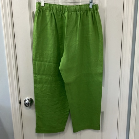Jones New York Sport Green Cropped Linen pants size 12 drawstring elastic waist - Picture 5 of 12